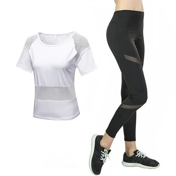 Jauns Sporta Tērps, Joga Sievietēm T-krekls+Bikses Fitnesa Jogas Komplekts Acu Treniņu Sporta zālē Darbojas Atšķirīgās Sporta Darbojas Drēbes