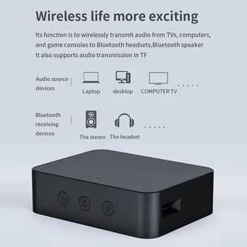 VĒL-T6 Bluetooth 5.0 Audio Raidītāju 3,5 mm AUX SPDIF RCA TF Karte Bezvadu HiFi Mūzika Audio Adapteri, lai Auto TV PC Speaker