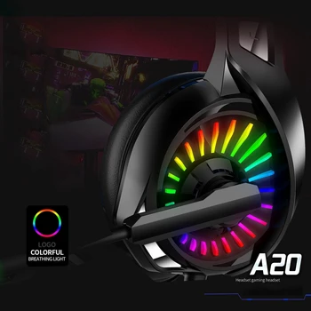A20 PS4 Spēļu Austiņas ar 4D Stereo RGB Telts Austiņas Austiņas ar Mikrofonu Viens/Laptop/Datoru, Planšetdatoru Spēlētājs