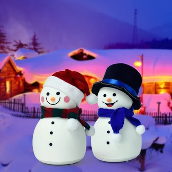 Sniegavīrs Nakts Gaisma Ziemassvētku Dāvanas Bērniem Bērnu Mājās Apdare Mūzikas Gaismas Gultas LED Lampas, USB Uzlādējams, Zēns, Meitene Klāt