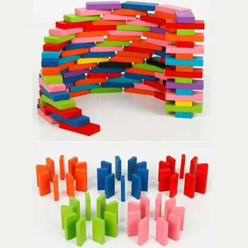 120pcs/komplekts Bērniem Veida Krāsu Varavīksnes Koka Domino Bloki Sākumā Izglītojošas Koka Rotaļlietas Bērniem Ziemassvētku Dāvanu