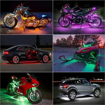 6IN1 RGB 36 LED Smart Bremžu Gaismas Motocikla Auto Atmosfēru Gaismas ar Bezvadu Tālvadības Moto Dekoratīvās Lentes Lampu Komplekts