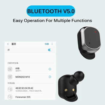VAORLO 2018 Jaunu TWS Bluetooth 5.0 Austiņas Dziļu Basu, Stereo Skaņas Sporta Darbojas Bluetooth V5.0 bezvadu austiņas, Austiņu tālruni
