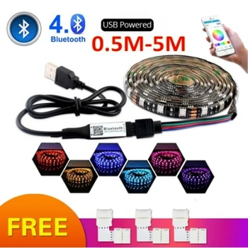 LED strip5050 RGB 30/m, Bluetooth, wifi APP kontroles / 3Key kontrolieris Elastīga Gaismas TV Fona Gaismas RGB 0,5 M-5M USB savienotājs