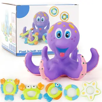 Bērnu Vannas Rotaļlietas Astoņkāji Bērnu Vannas Rotaļlietas, Ūdens Rotaļlietas Jautri Peldošās Ring Toss Spēli Astoņkājis Peldošas Rotaļlietas, Bērnu Istaba, Vannas Rotaļlietas