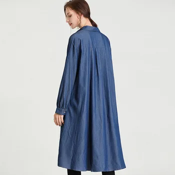 Max LuLu Korejas Dizaineris Stila Pavasara Apģērbu, Sieviešu Vintage Zilās Džinsa Kreklus, Dāmas Zaudēt Ilgi, Blūzes, Sieviešu Lielgabarīta Topi
