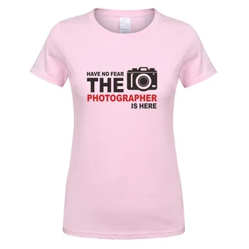 Vasarā nav Bailes Photographyer T Krekls Sieviešu O-veida kakla Kokvilnas ar Īsām Piedurknēm Sieviete Meitenes Fotogrāfija T-krekls OT-642