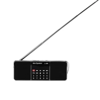 2 Gab. Mini Uzlādējams Stereo L-288 FM Radio, Skaļrunis LCD Sn Atbalsta TF Kartes USB Diska MP3 Atskaņotājs(Zila un Melna)