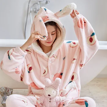 Piedurknes Siltu Pidžamu Mīksto Miega Kostīmi Pidžamas Cute Dzīvnieku Sieviešu Homewear Pjs 