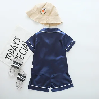 Toddler Bērnu Pidžamas Apģērbs, Bērnu Apģērbs Ar Īsām Piedurknēm Blūze Topi+Šorti Sleepwear Bērnu Pidžamas Komplekti Zēniem, Meitenēm Tīrtoņa Krāsu Komplekts