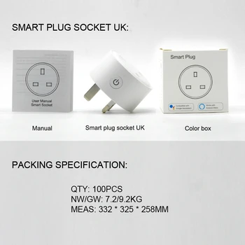WiFi Smart Ligzda UK Plug Tālvadības Laiks Kontaktligzdas Adapteris Balss Kontroli, UK Plug Atbalsts IOS / Android Ierīces ,Balts