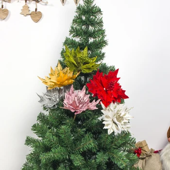 Ziemassvētku Mākslīgie Augi Simulācijas Lapas Putekļu Ziedu Kompozīcijas, Ziemassvētku Rotājumi Viltus Ziedi Dekorēšanai Piederumi