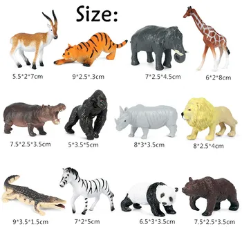 12pcs Džungļu Savvaļas Dzīvniekiem, Panda, Lauva, Tīģeris, Krokodils, Žirafe Zilonis, Zebra Hippo Simulācijas Modeļi Kids Izglītojošās Rotaļlietas, Dāvanu