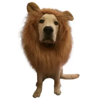 Gudrs, mājdzīvnieku piederumi, Mājdzīvnieku Kostīmu Suns Lauva Parūkas ar ausīm Matu Krēpes Festivāls Puse Iedomātā Halloween Kostīms Helovīna Jaunas Ielidošanas