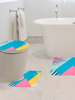 Anti-slip mat velvet set 3-gabals vannas istaba anti-slīdēšanas paklājiņš virtuves mat dekoratīvie durvju paklājiņš