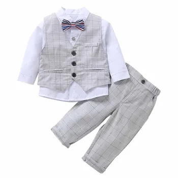 Bērnu Zēnu Uzvalku Bērnu Bērni Oficiālu Žakete, Uzvalki, Kāzas Zēnu Kostīms Džentlmenis 4gab Apģērbu Žakete Toddler Kokvilnas Žakete Komplekti