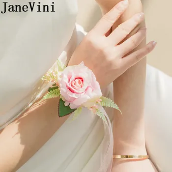 JaneVini Botonier Līgavainis Pogcaurumu, Ziedi, Mākslīgie Vīriešu Rozā Boutonniere Aproce Līgavas Līgavaiņa Aksesuāri Kāzu