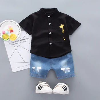 2GAB Kid Baby Boy 1T-5T Kokvilnas Topi Džentlmenis Krekls Jean Šorti Vasaras Apģērbu Tērpiem