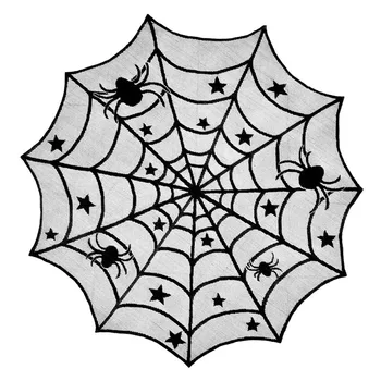 Halloween Black Spider Web Galdautu Garā Galda Galdautu Apaļā Galda Galdautu Aizkaru, Aizkaru Audums Halloween Dekorēšanai