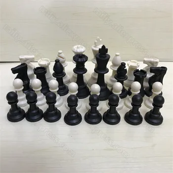 Black&White 3.75 cm/95mm 32 Viduslaiku Šaha Figūras/Plastmasas Pilnīgu  ahs gabalus Starptautiskā Vārdu Šaha Spēle Izklaide