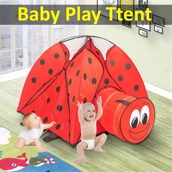 3pcs/Komplekts Bērniem Telts Māju, Spēlēt Rotaļlietas Salokāmi Bērnu Lien Tuneļa Portatīvo Red Bug Pool Bedres Rotaļlietas Red bug Karikatūra Spēlēt Telts