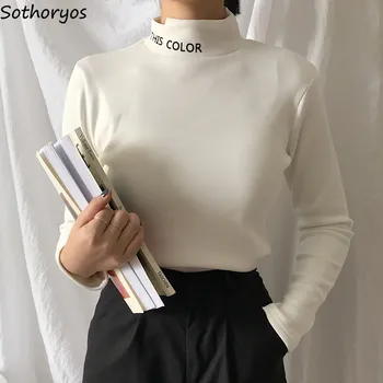 T-krekli, Sieviešu Biezāka Silts garām Piedurknēm Vēstuli Iespiesti Slim Moderns Elegants Sieviešu T-krekls Vienkārši Paredzēti Šiks Jauki Dāmas