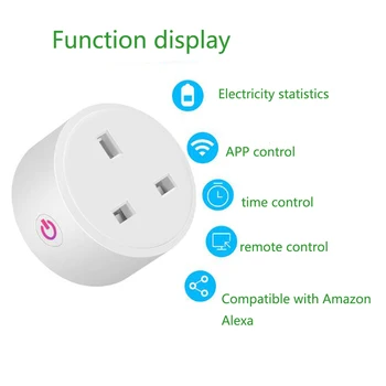 Tuya WiFi MUMS Smart Plug 10.A 110V Adapteri Bezvadu Tālvadības Balss Kontroles Monitora Strāvas Slēdzis rozete Google Home Alexa ES/UK