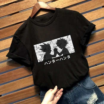 Japāņu Anime Unisex T-krekls Topi Kawaii Hunter X Hunter T Killua Zoldyck Gon T-krekls Apkalpes Kakla Anime, Manga Tee