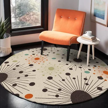 Stilīgs mūsdienu oranži brūna dot mākslas anotācija ray apļveida dzīvojamā istaba guļamistaba neslīdoša mat paklājs