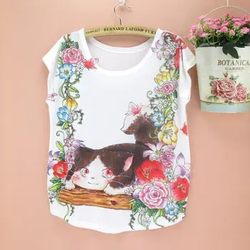 Saulespuķu modelis t-krekls sievietēm, Amerikāņu un Eiropas modes stilu meiteņu top tees jaunu iespiests t zemu cenu, vairumtirdzniecība