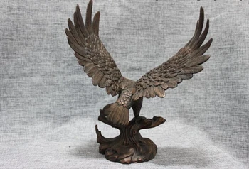 Bi001754 Ķīnas Feng Shui Laimīgs Bronzas cirsts Lido ērglis paplašināja viņa spārniem Statuja
