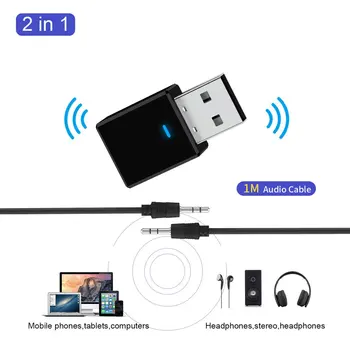 Bluetooth 5.0 Uztvērējs, Raidītājs Jack Adapteri 2-in-1 Bezvadu Audio Adapteris TV PC Automašīnas Komplekts Mini Stereo Bluetooth EDR 3.5 mm