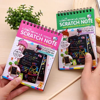 Scratch Papīra Note Pad Black Scratch Off Mākslas Amatniecības Piezīme Valdes Lapu Mazulis UY8