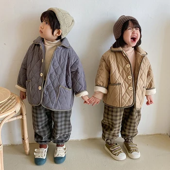 Toddler Zēnu Mēteļi Sabiezēt Plus Samta korejas Ikdienas Jakas Meitenēm Bērnu Apģērbu 