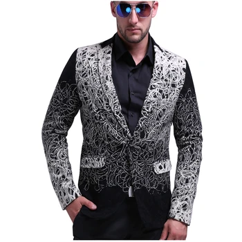 Jaunākās Modes Mens Ziedu Uzvalks Bleizeri Gadījuma Unikālo Vīrišķo Ziedu Pasūtījuma Uzvalks Jaka Mens Posmā Veikt Puse Bleizeri