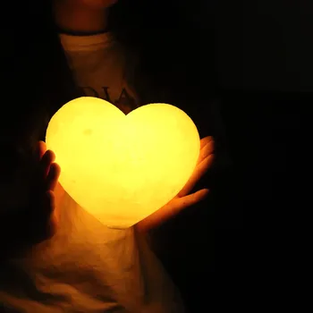 3D Drukas Mīlestības Sirds Mēness Lampas Mājās Dekoratīvās Naktis Lampas, LED Nakts Gaisma Kāzu Dekori Romantiskas Sievietes Draudzene Dāvanu
