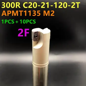 10PCS APMT1135 virpas instrumentu karbīda pagrieziena rīks + BAP300R C20-21-120-2T HSS iekšējais diametrs ir maināmas, pārvietojamas starplikas plecu frēzēšanas bārs
