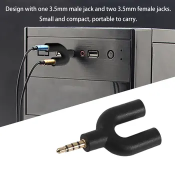 3.5 mm Jack Audio Mikrofons Austiņu Adapteri Mini Savienotājs Vīrietis ar Dubultu Sieviešu Connect Klēpjdatoru Mobilais Tālrunis
