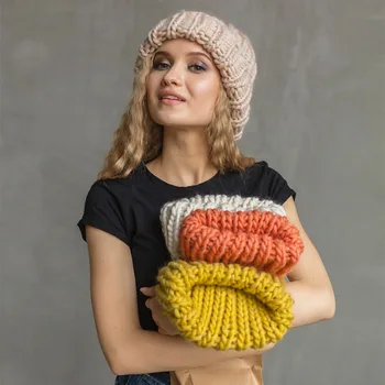 Hirigin Jaunu Modes Sieviešu Ziemas Cepures Beanie Dzidri Krāsu Krokainajām Rupjas Vilnas Cepures Sasilšanu Trikotāžas Beanies Galvassegu