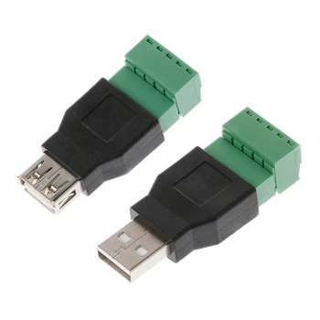 USB 2.0 Type A Male/Female, lai 5P Skrūvi w/ Shield Termināļa Spraudņa Adapteris Savienotājs Elektriskās Iekārtas un Piederumi Kontaktori